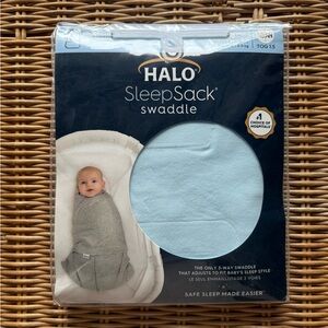 Halo SleepSack Swaddle - White and Light Blue Packaging brand new